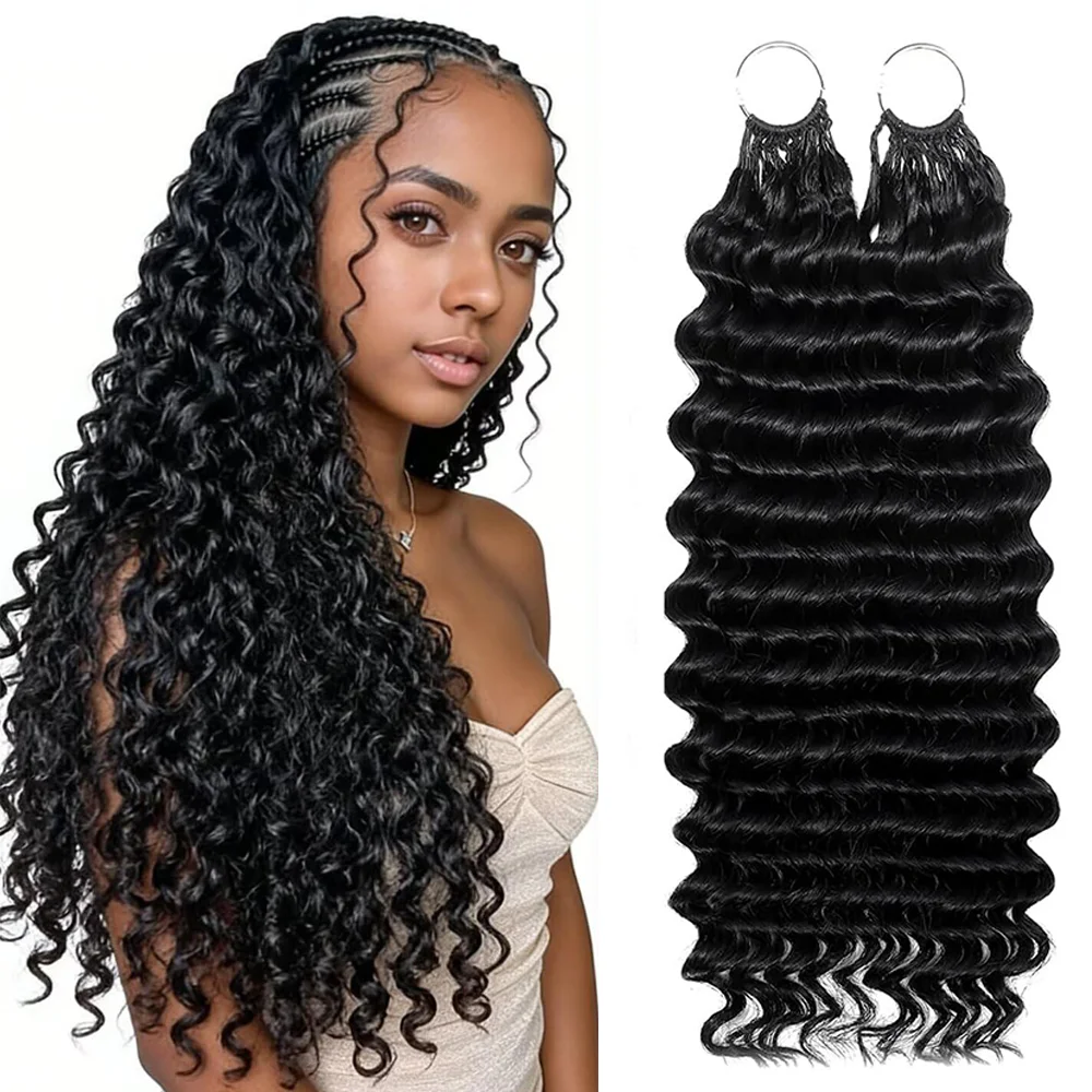 300g Feather Crochet Human Hair For Braiding Boho Braids Human Hair Extension 20 Inch Deep Wave Miracle Knots Crochet Human Hair