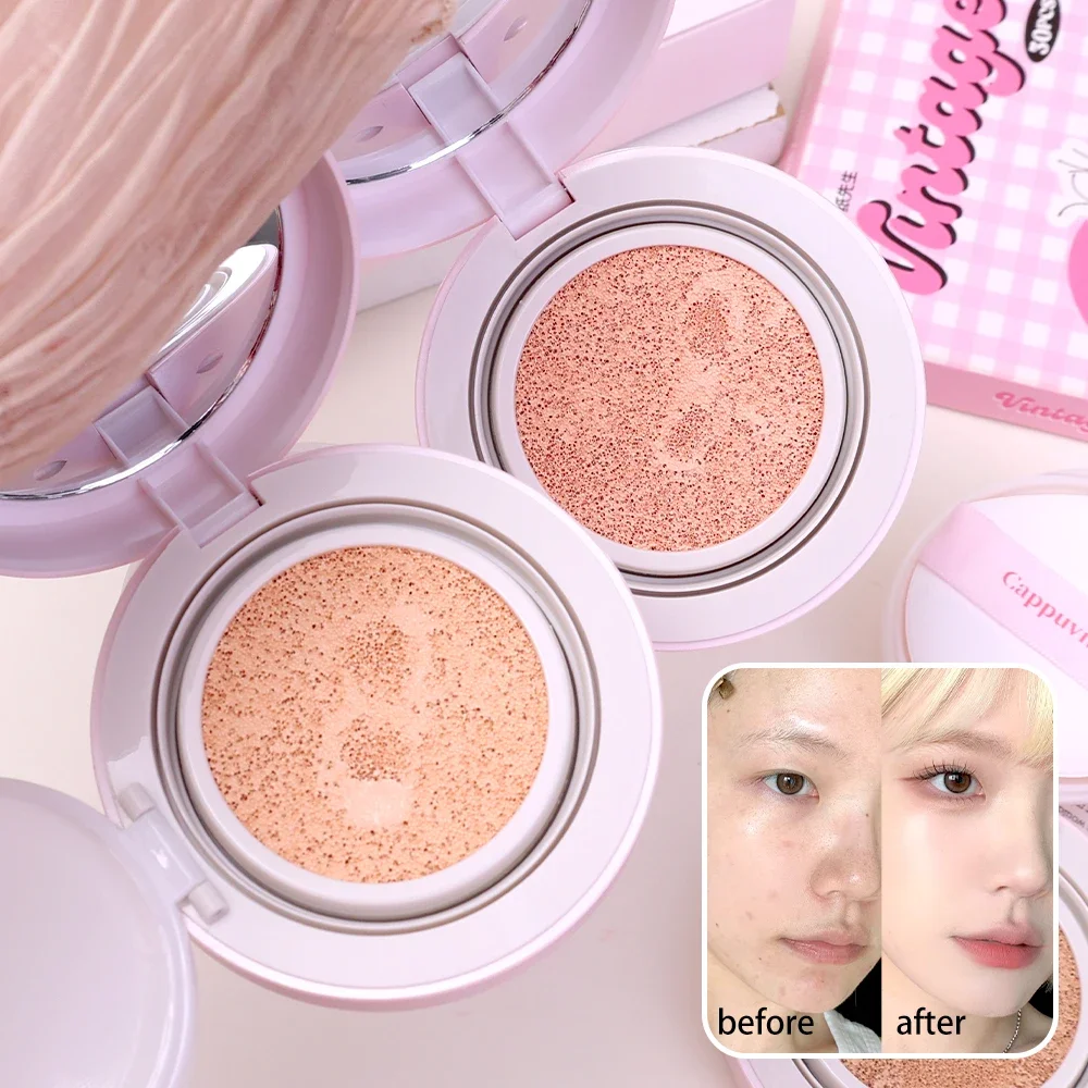 Air Cushion BB Long-lasting Concealer Cushion Compact with Puff Matte Silky Moisturizing Foundation Brightening Korean Cosmetic