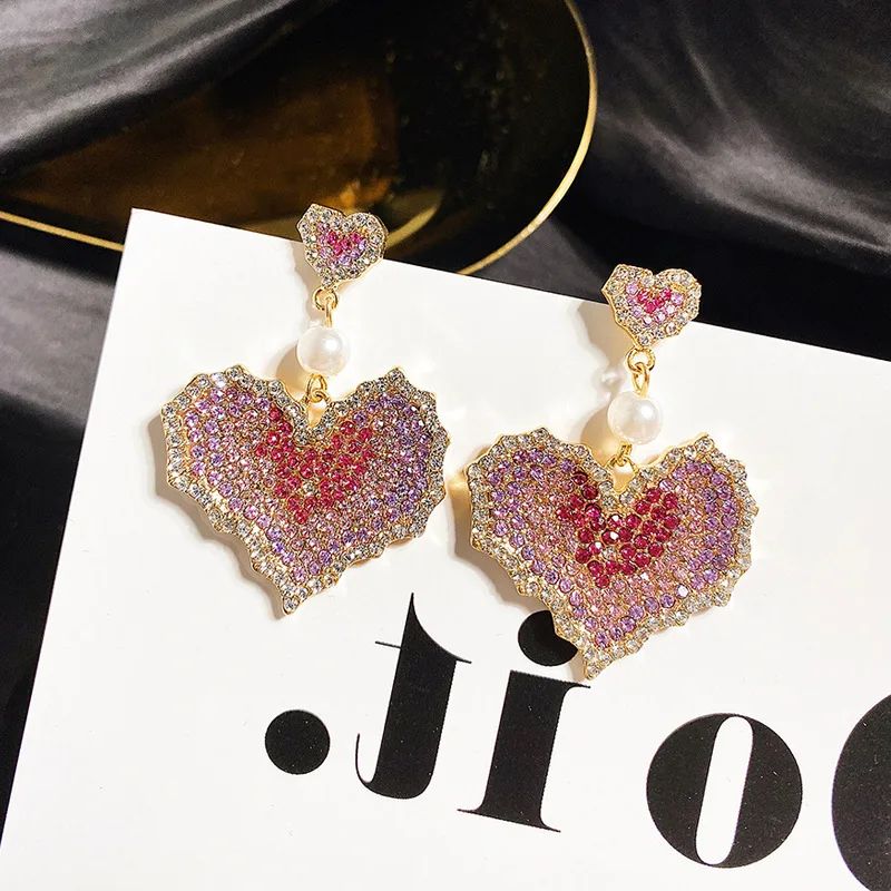 New Color Size Love Earrings Web Celebrity Temperament Web Celebrity Earrings Female Ins Exaggerated Earrings Female