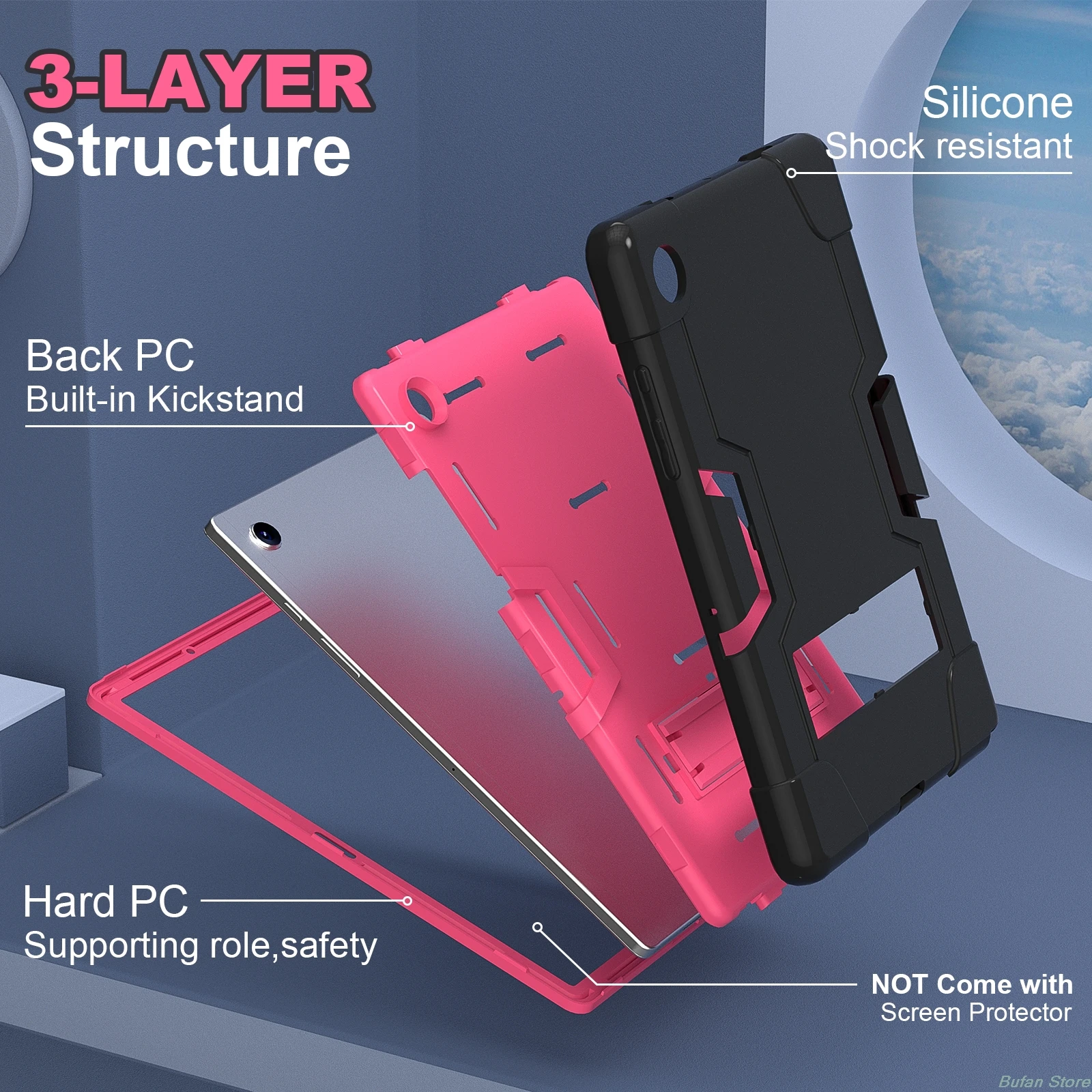 

Для Samsung Galaxy tab S10 Lite 2025 S10 S9 S9FE plus A9plus A8 A7 S6 Lite Armor Чехол-подставка Противоударный прочный чехол