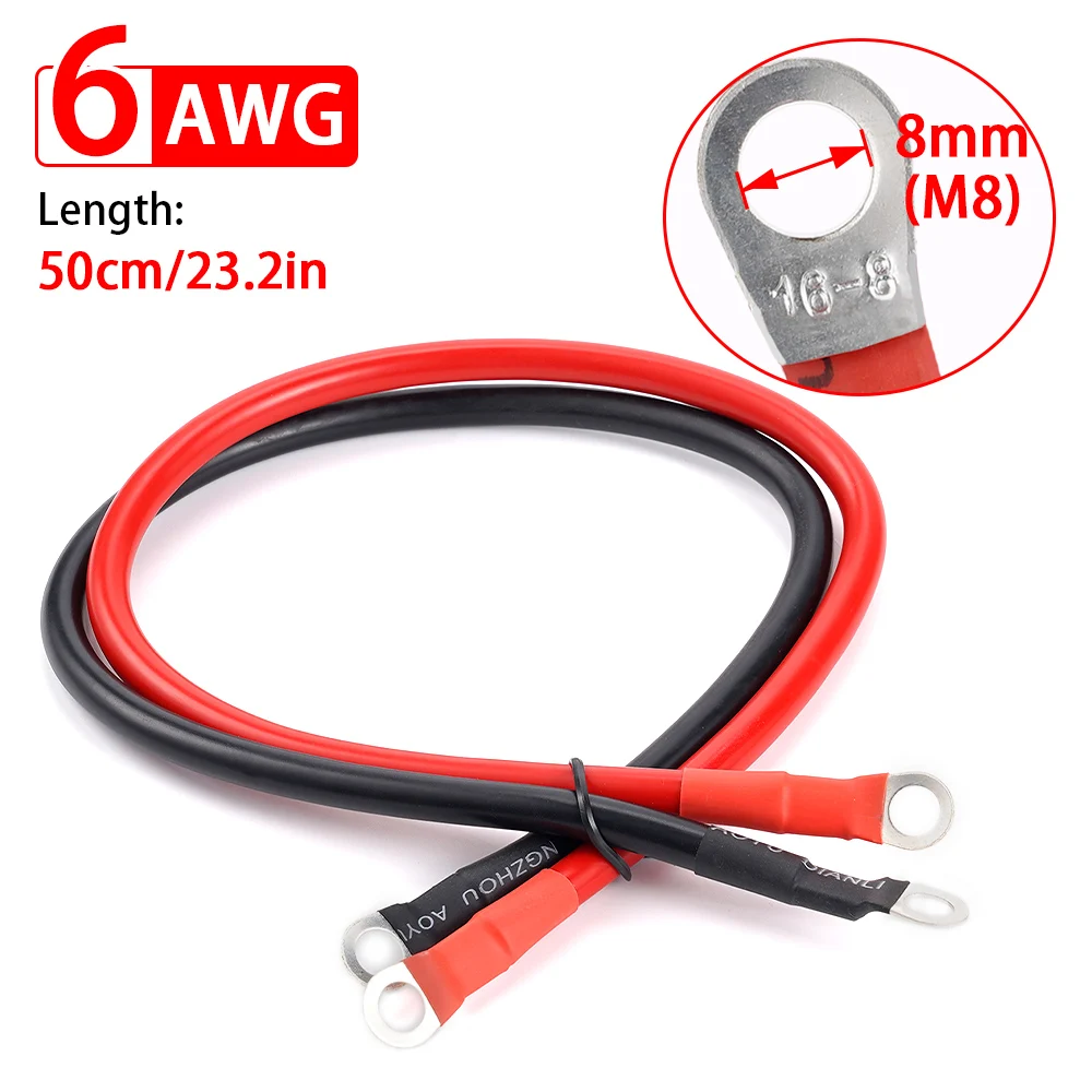 10AWG XT60 to O Ring Eyelet Terminal Plug Connector Cable 50cm RC ESC Charger Side Power for for RC Lipo Battery FPV Racing