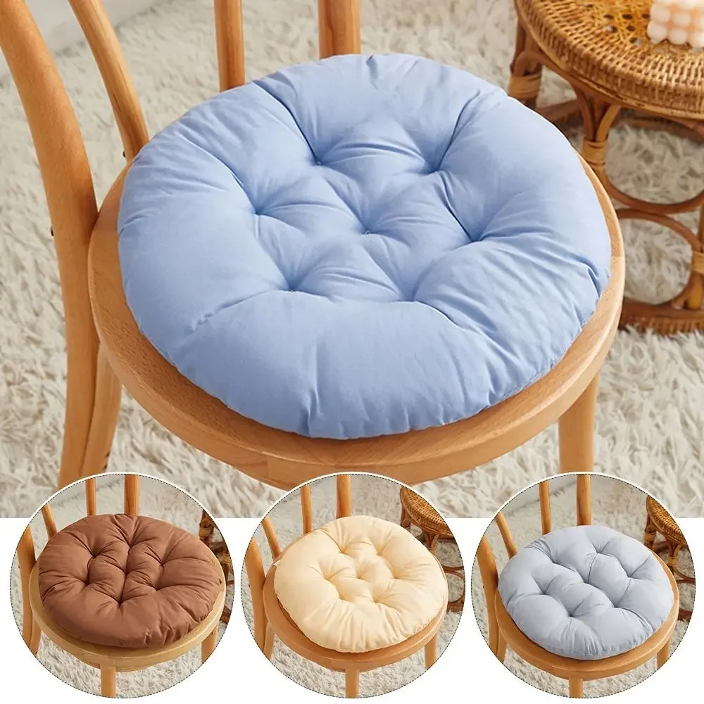 Durable Nap Pillow Round Pad Solid Color Thicken Seat Cushion Non-slip Round Cushion Winter