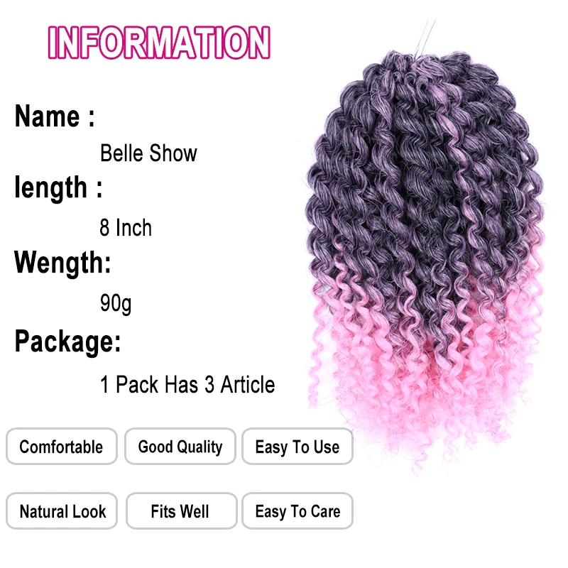 Belle Show Passion Twist Marlybob Hair Crochet Braids Hair Short Synthetic Kinky Curly Marlybob Crochet Hair Extension Pink