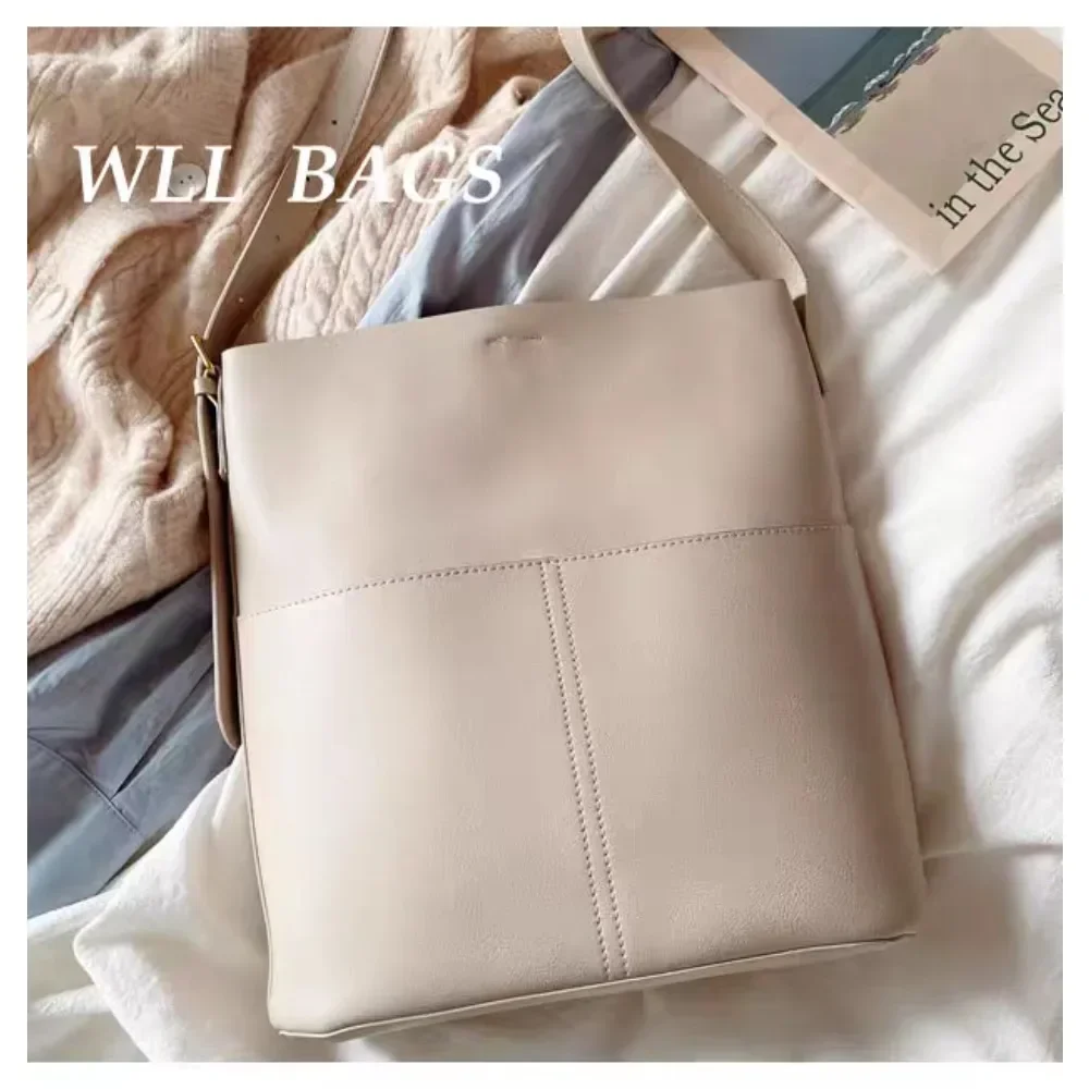 

women's messenger bag New fashion solid color bucket bag versatile women's shoulder bag bucket bag large capacity tote bag