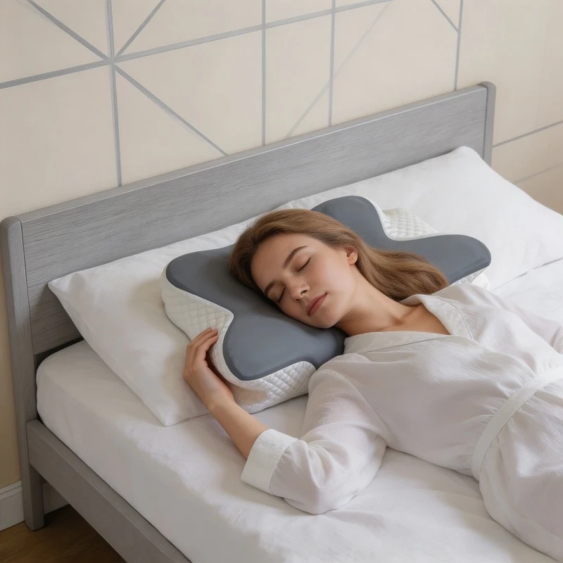 Almohada Ergonómica de Espuma Viscoelástica para Dormir en Verano, Almohada Cervical de Mariposa de Rebote Lento para Aliviar el Dolor de Cuello, Almohada para Dormir en la Cama