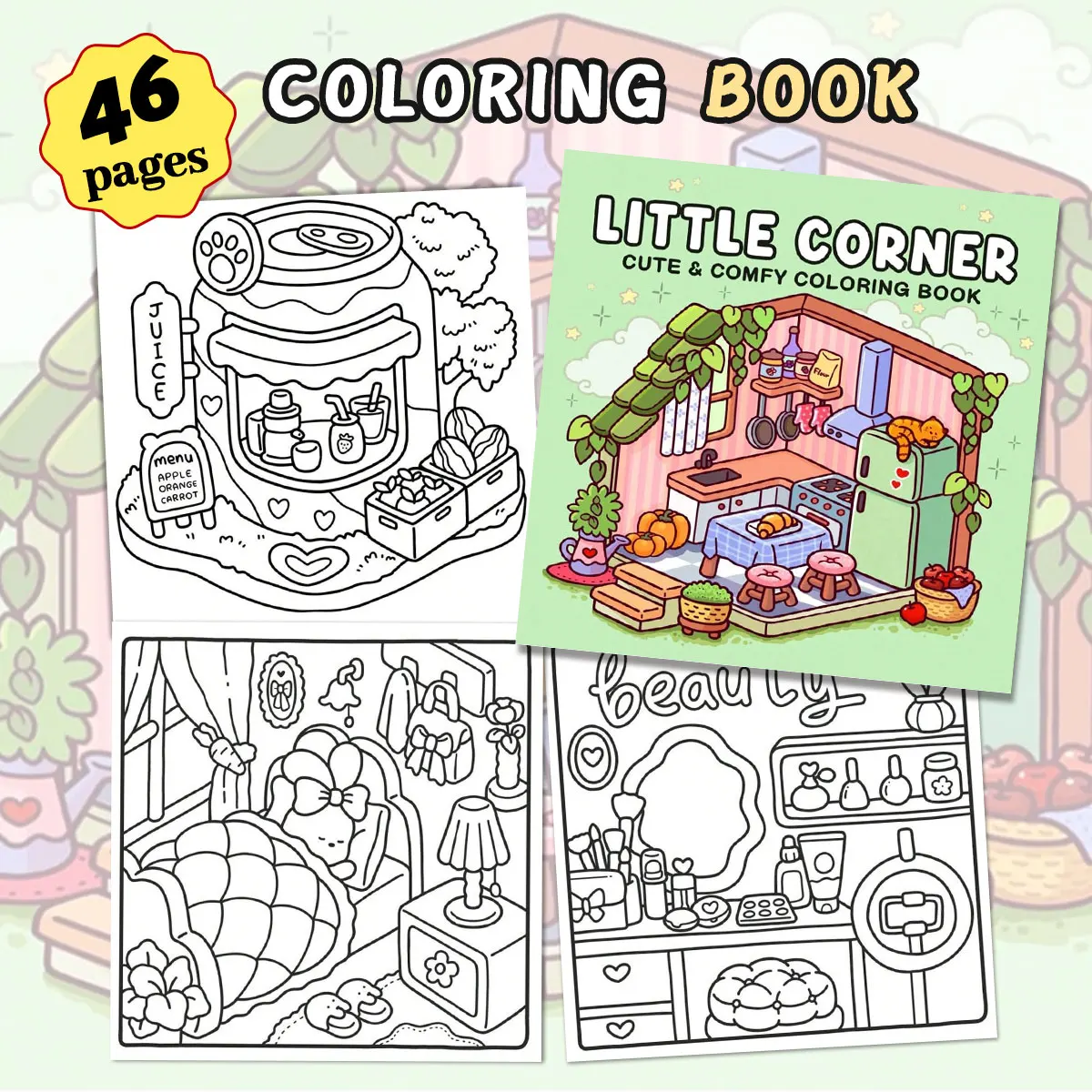 Cute coloring books: "Cozy Time" series, cute themes, charming illustrations, a great choice for relaxing and creative
