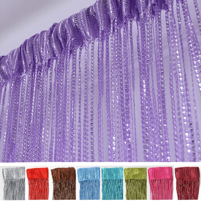 Silver Wire Curtain Tassel Silver Line String Curtain Valance Living Room Divider Wedding DIY Home Decor 300x300CM