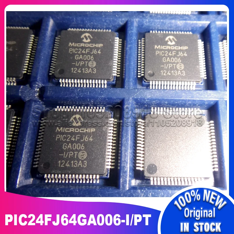 10 ~ 50 unids/lote PIC24FJ64GA006-I/PT PIC24FJ64GA006T-I/PT PIC24FJ64 GA006 -I/PT QFP64 100% nuevo stock puntual