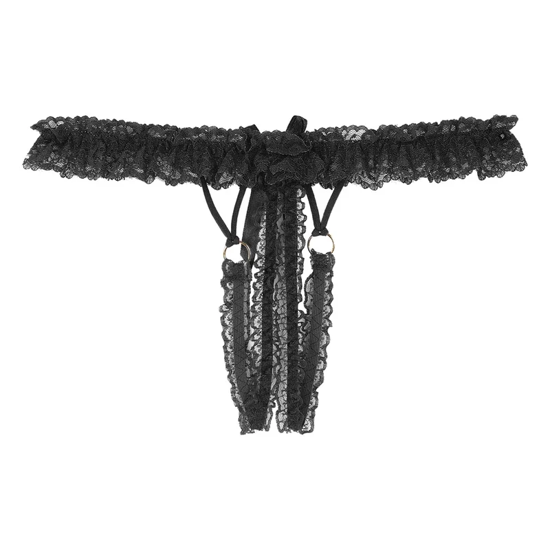 RT01 Gay Mens 시시 란제리 섹시한 시스루 프릴 레이스 가랑이없는 g 스트링 T 백 끈 속옷 이국적인 섹스 팬티 Unde & Gf1