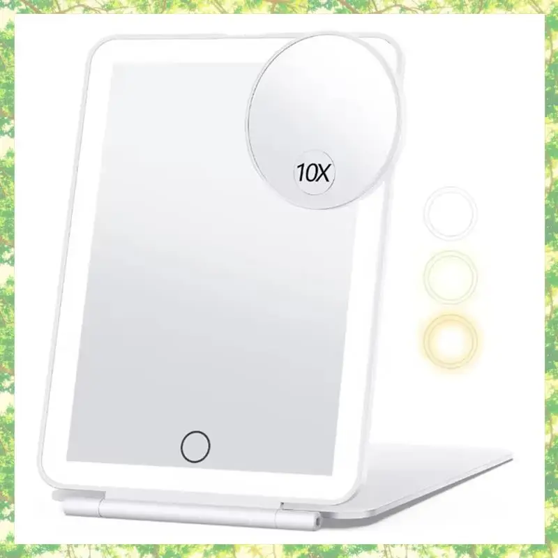 

T84C-3 Color Light Rechargeable Makeup Mirror With 10X Magnification, LED Vanity Cosmetic Mirror For Portable For Travel Use