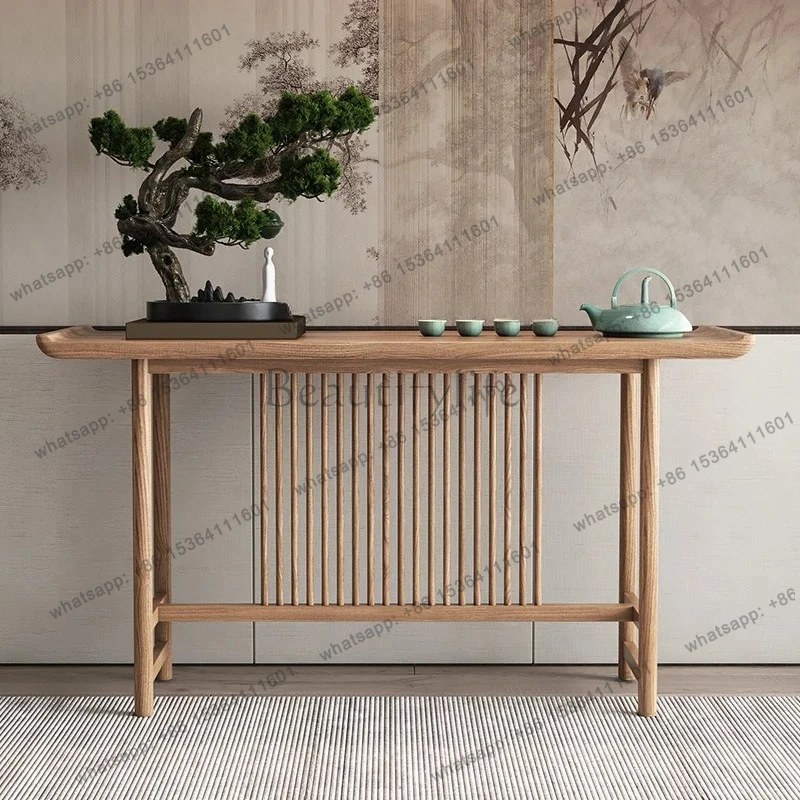New Chinese Style Solid Wood Entryway Table Offering Table Simple Zen Living Room Display Table