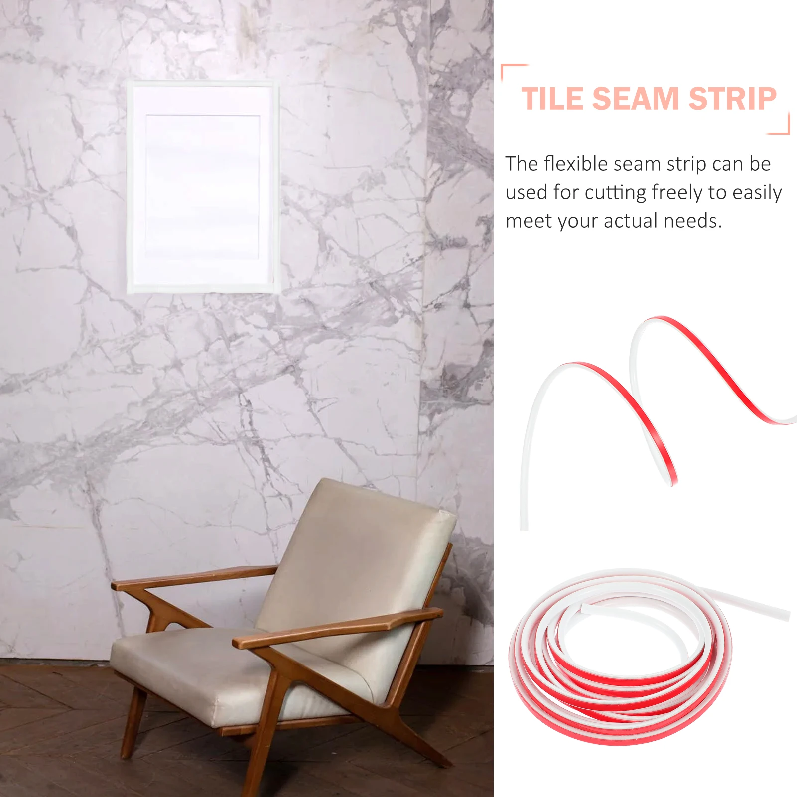 

1 Roll Self-Adhesive Tile Seam Strip Flexible Durable Multipurpose Sealing Strip Practical Tile Floor and Mirror Edges Trim