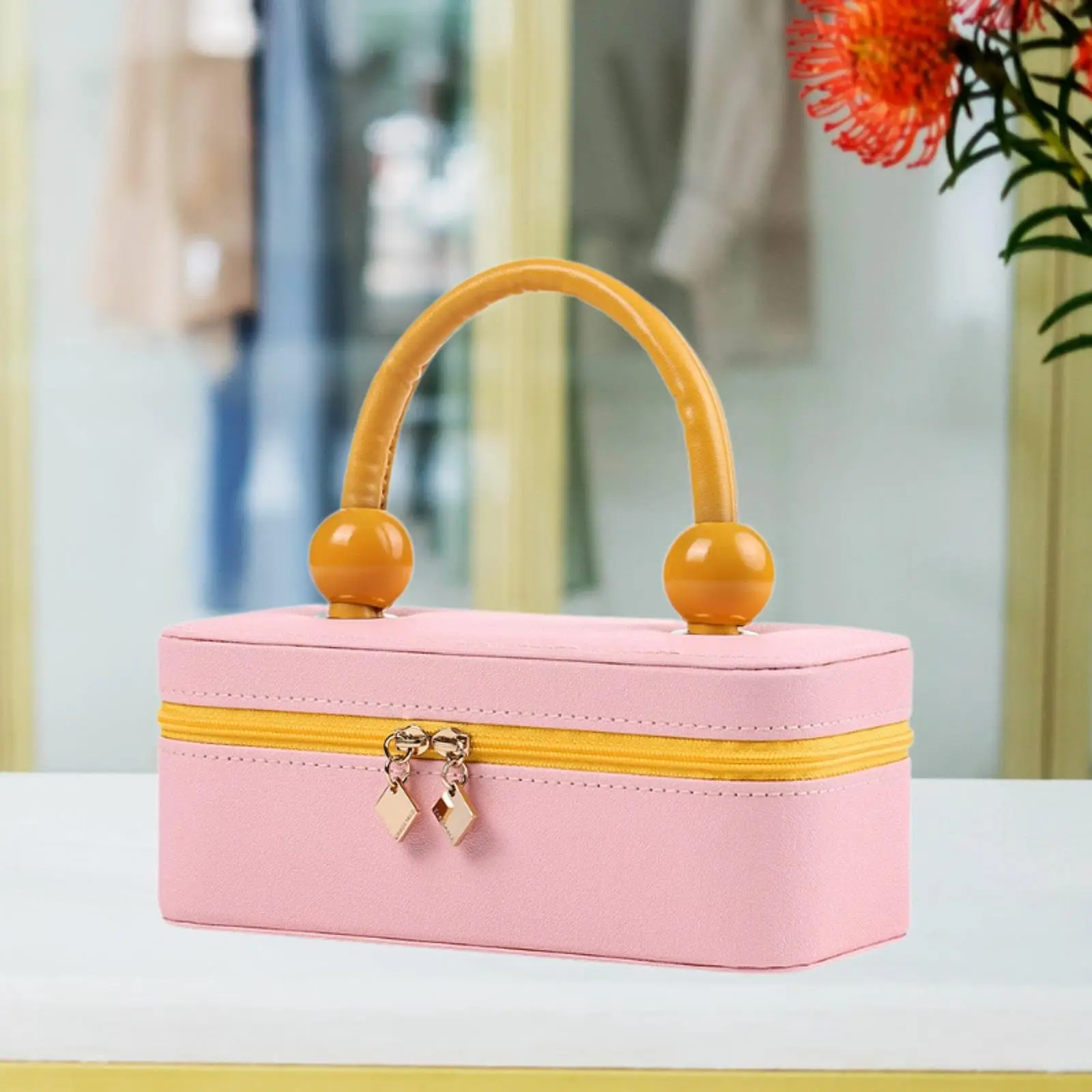 

Hand Held Jewelry Box Earring Box Portable Jewellery Case Jewellery Organiser for Bracelet Necklace Ring Ear Studs Household