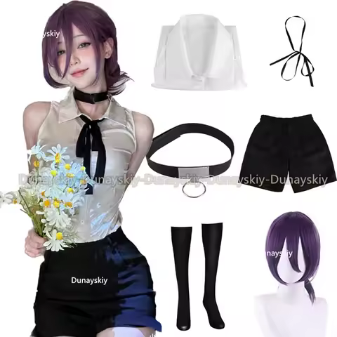 Reze Cosplay Costume Outfits Shirt Tie Short Wig Neck Ring Women Anime Party Girl Gift Uniform Halloween