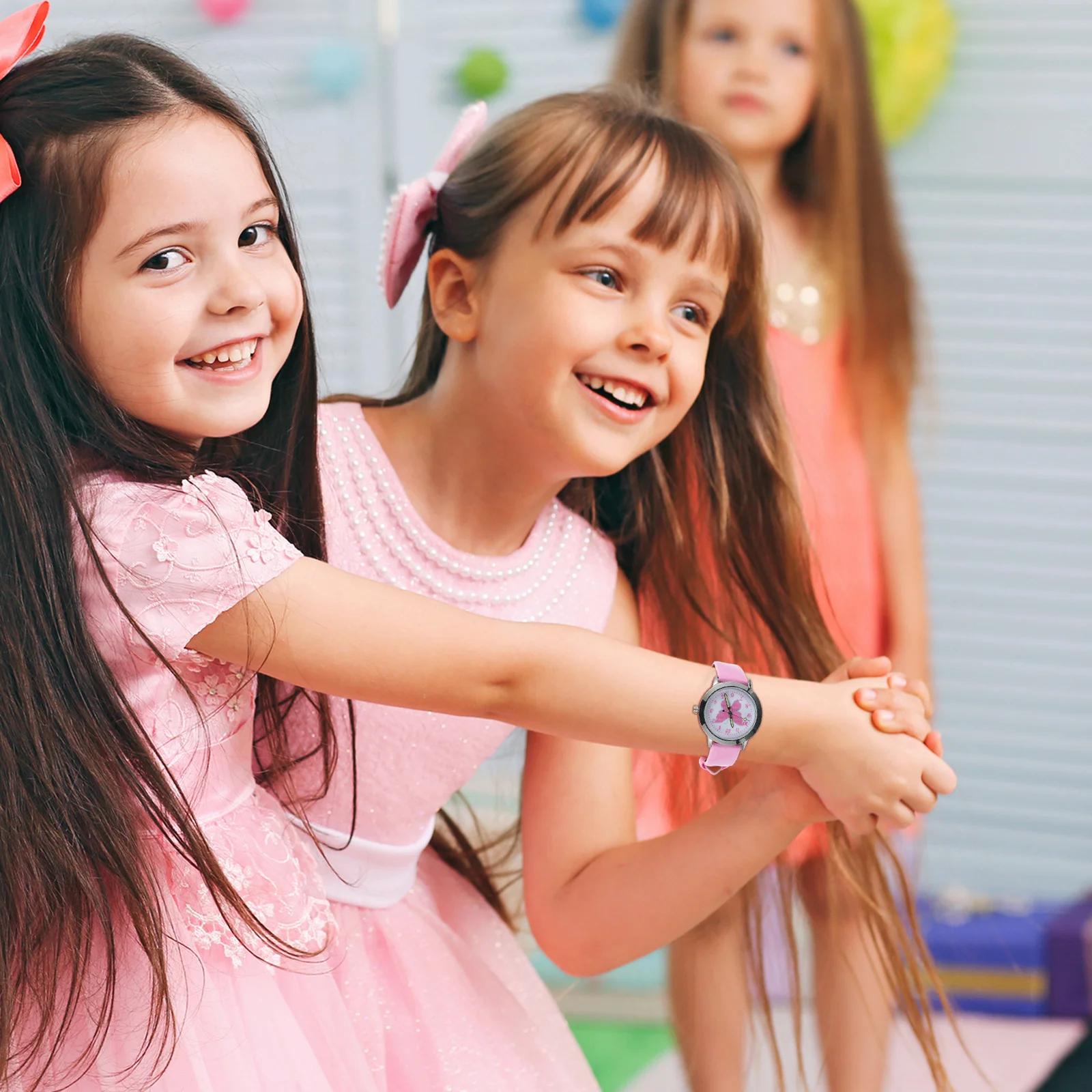 1 قطعة ساعة للفراشات المضيئة نمط الكرتون ساعة واضحة الطلب سبيكة حزام من البولي يوريثان هدية الوقت التعلم