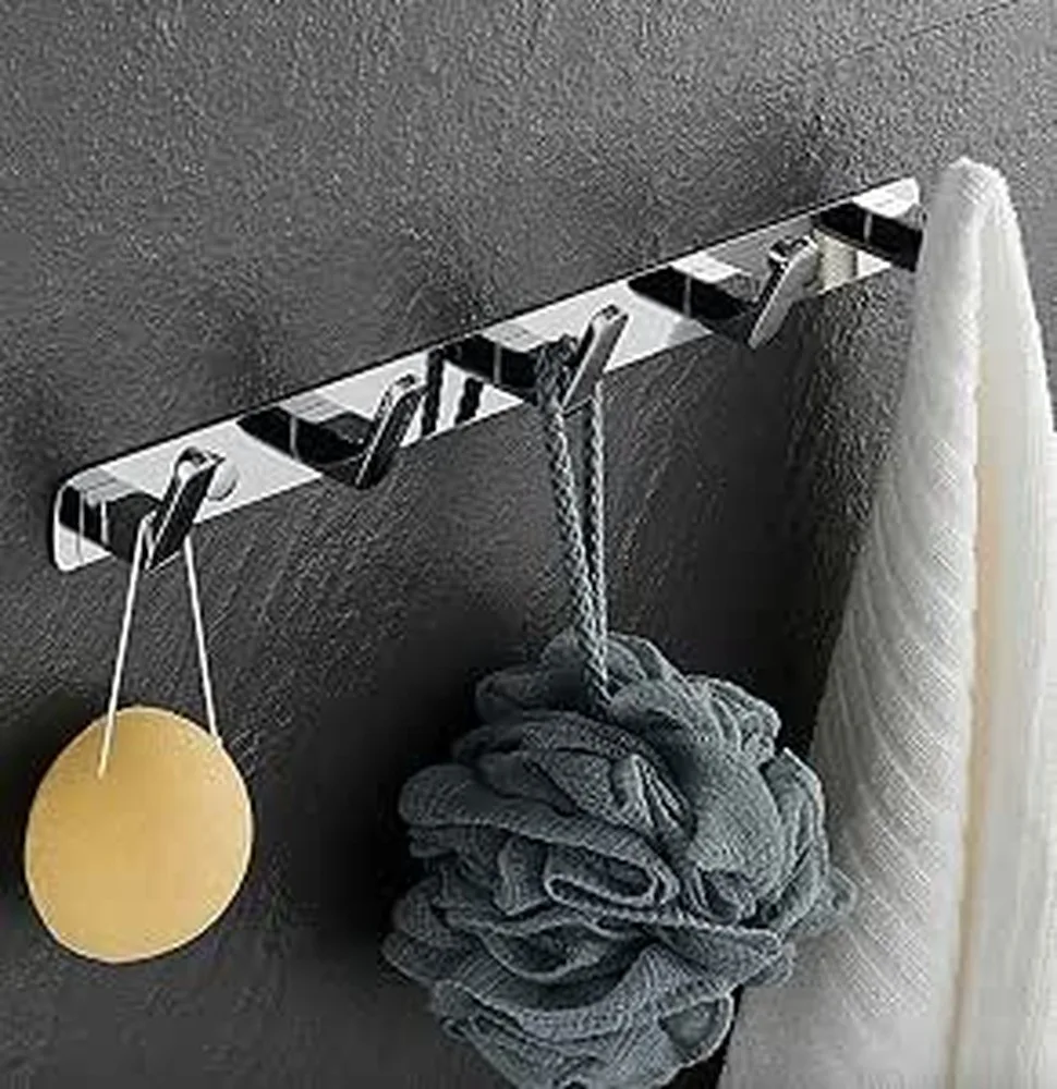 Effective Bidet Holder Handheld Shower Head Holder Stylish Wall Coat Rack With Chrome Hooks Backpack