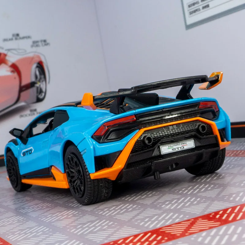 CCA 1:32 Lamborghini STO liga modelo de carro ornamentos coleção super-run acústico-óptico brinquedos infantis porta pode ser aberta