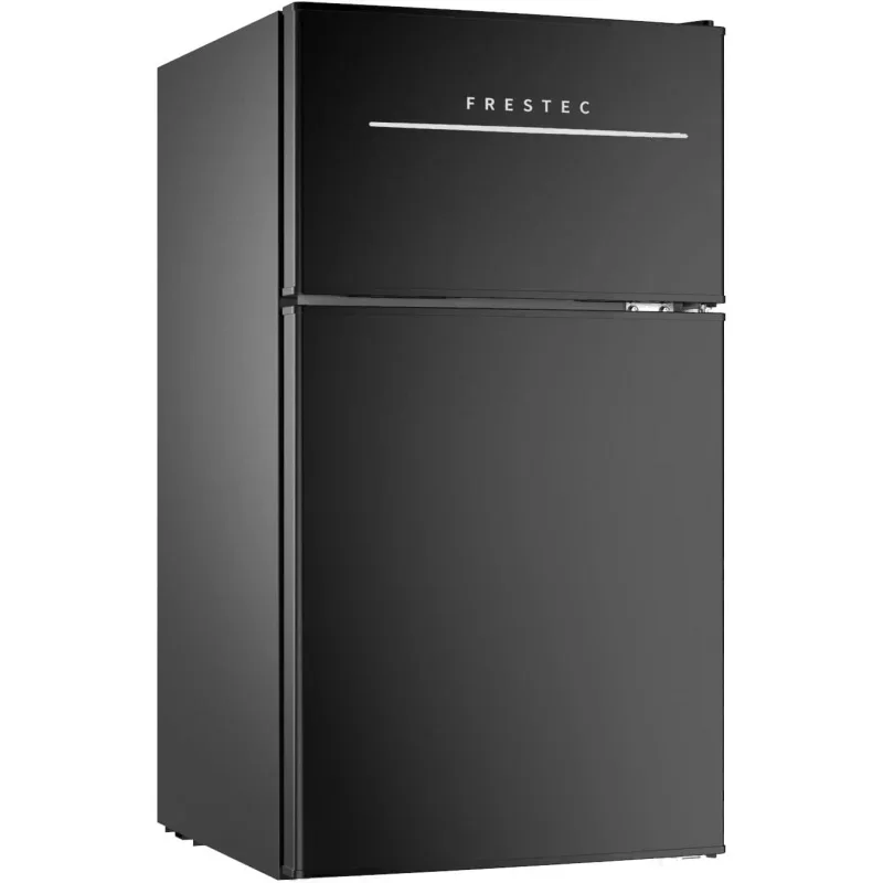 Refrigerador compacto QW3.0 pies cúbicos con 2 puertas, mini refrigerador con congelador, silencioso de 37 dB, termostato mecánico de 7 configuraciones, luces LED,