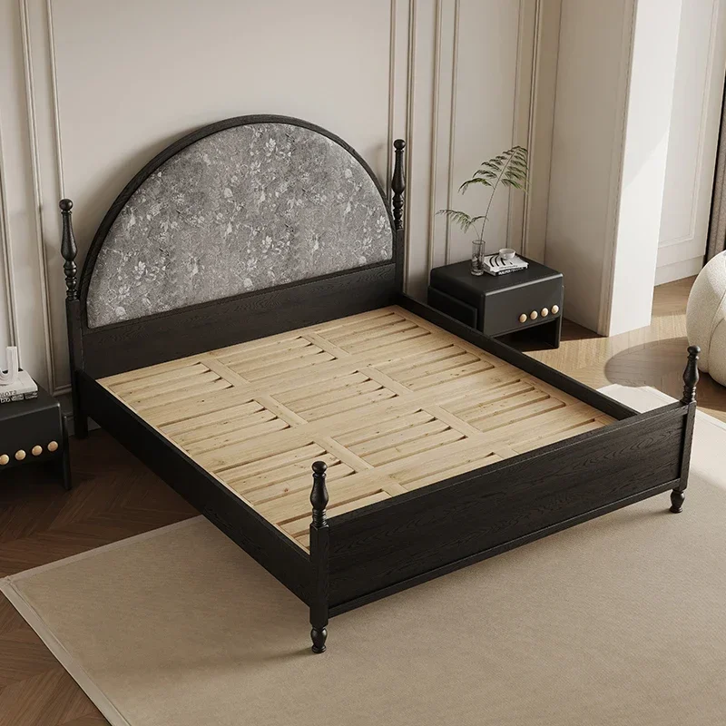 *w for Queen Size Double Bed Sleeping Black Modern Villa Wood Headboard Twin Bed Frame Rustic Cama De Casal Home Furnitures d