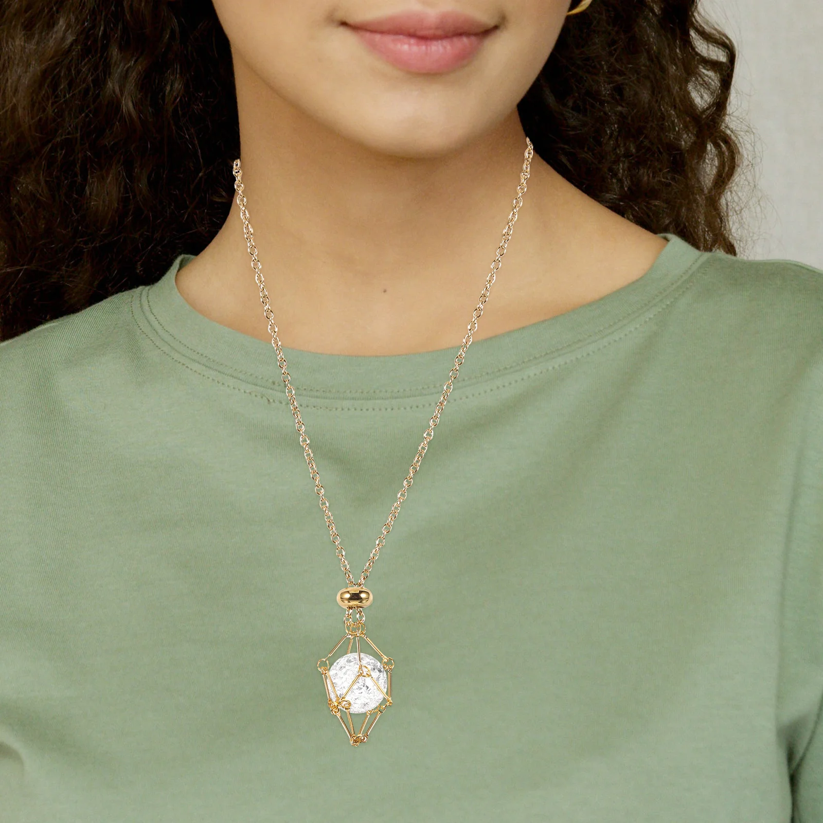 

Держатель для камня, медное ожерелье, полый кристалл, кулон, клетка, прочный держатель для ювелирных изделий для DIY, аксессуары для ожерелья, водный кристалл