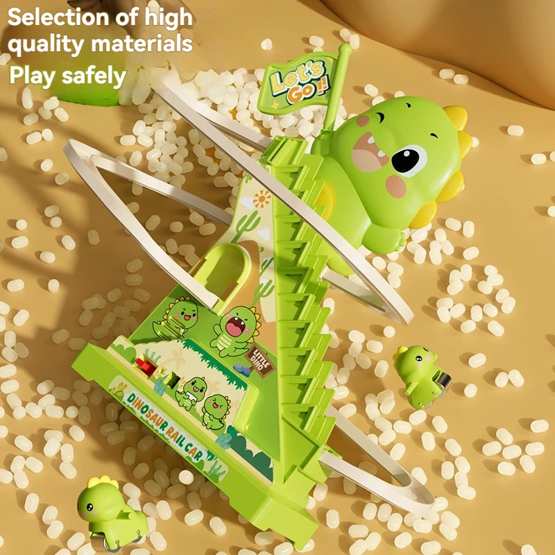 Hot New Dinosauro Scala Arrampicata Luci lampeggianti e musica Montagne russe Pista Giocattolo Genitore Bambino Giocattoli interattivi per scale mobili