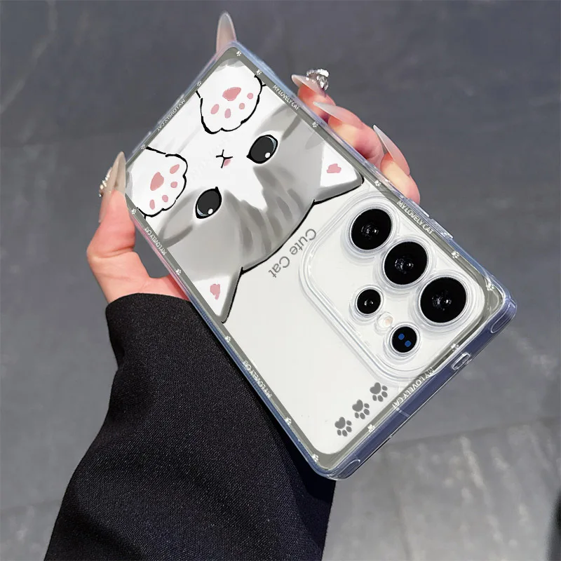 Süße schöne Katze transparente Handyhülle für iPhone 17 16 15 14 13 12 Pro Max Mini 11 XR SE XS 8 7 Plus Air ProMax Cover – Detail 6