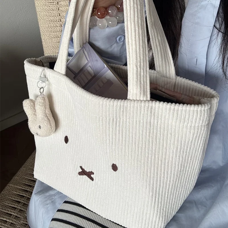 

Новая милая сумка Kawaii с рисунком Miffy, вельветовая портативная многофункциональная сумка для хранения косметики с кроликом, праздничные подарки для девочек