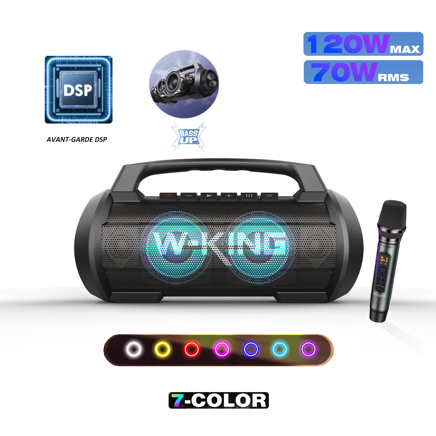 Портативная Bluetooth-колонка 70W D10MIC с микрофоном, водонепроницаемая IPX6, для улицы и дома, с режимом эквалайзера, функцией Power Bank, поддержкой TF/AUX/USB