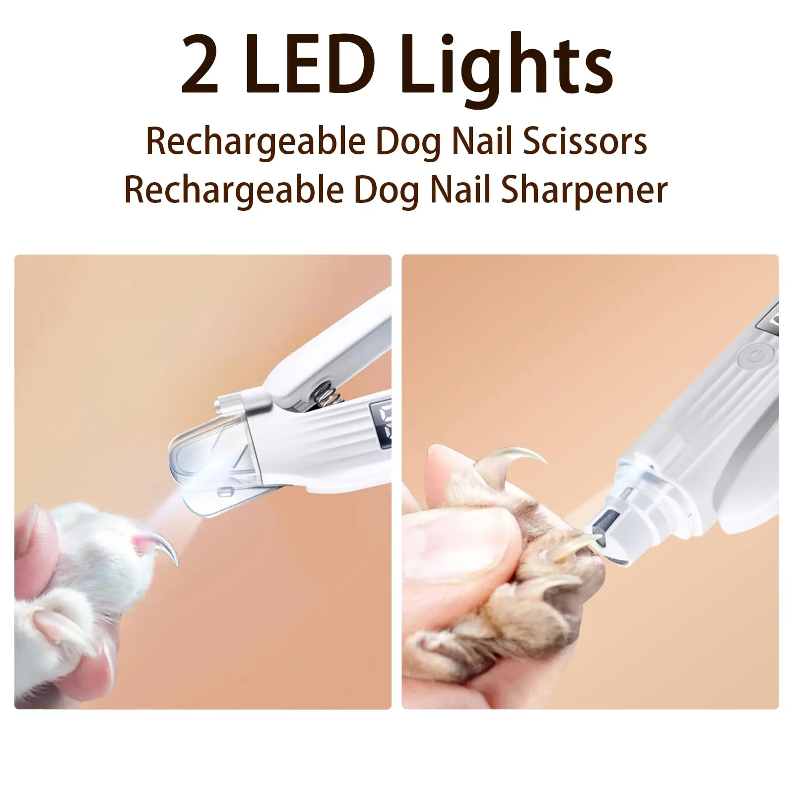 Pet Nail Clipper with LED Light USB Rechargeable Electric Nail Clipper with Display Nail Grinder Prevent Injury Low Noise