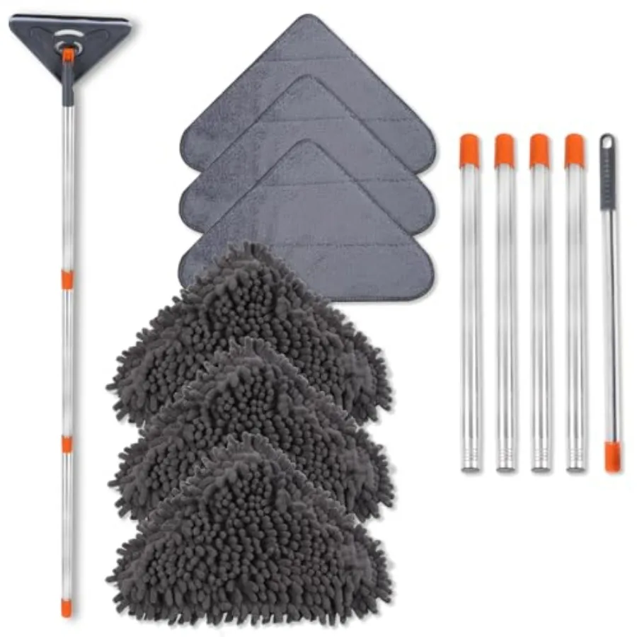 Wall Cleaner Mop with 79 Inches Long Handle, 360° Wall Washer Cleaner Tool for Walls/Ceiling Fans/Dust/Baseboard/Floors Clean,
