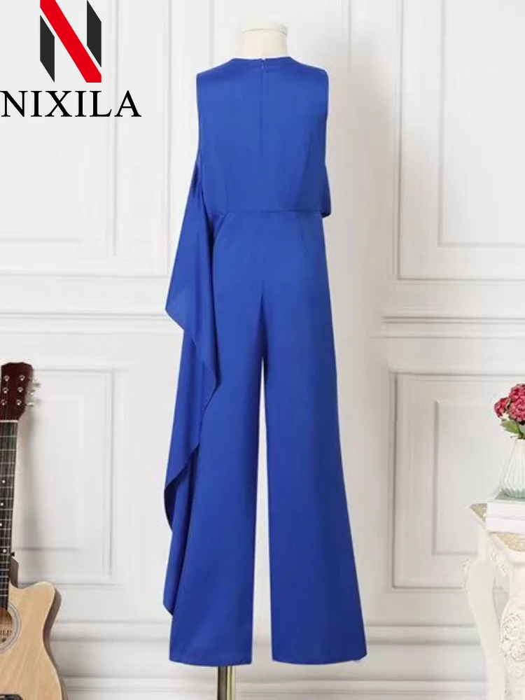 Nuove donne di estate tute eleganti senza maniche canotte pantaloni a gamba larga irregolare casual solido pagliaccetto tuta da sera per le donne