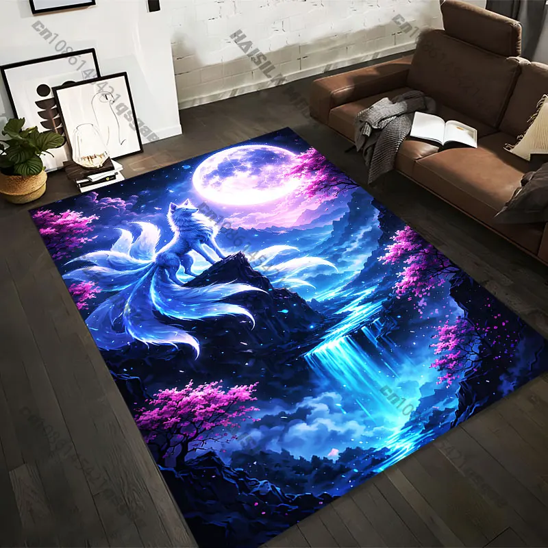 21 Sizes Mystical fox moonlit landscape Printed Area Rugs for Adult Yoga Mats Living Room Decor Personalized Doormat