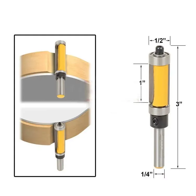 

1PC 1/4" 6.35MM Shank Milling Cutter Wood Carving Flush Trim Top & Bottom Bearing Router Bit Milling Cutter For Wood Woodworking