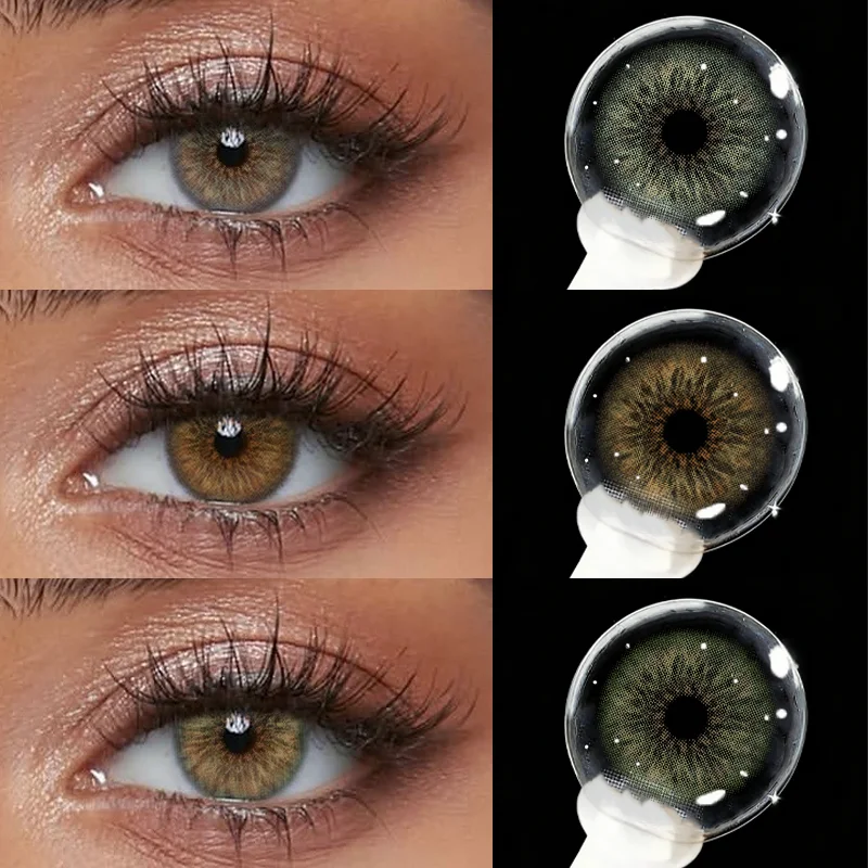 Lentes de Contato Coloridas DUOXIU Anuais Verde Íris 1 Par Lentes de Círculo Naturais para Realçar a Cor da Pupila para Beleza dos Olhos Envio Rápido