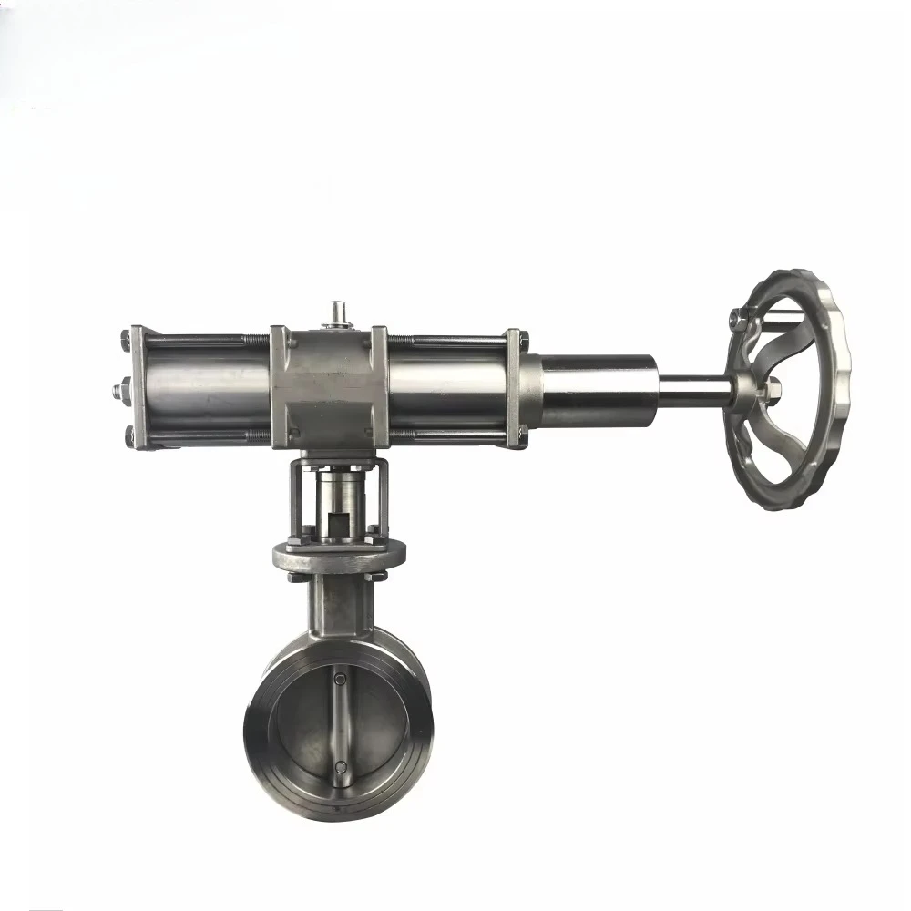 DN100 Flange Connection Ss304 Pneumatic Regulating Butterfly Valve With Handwheel