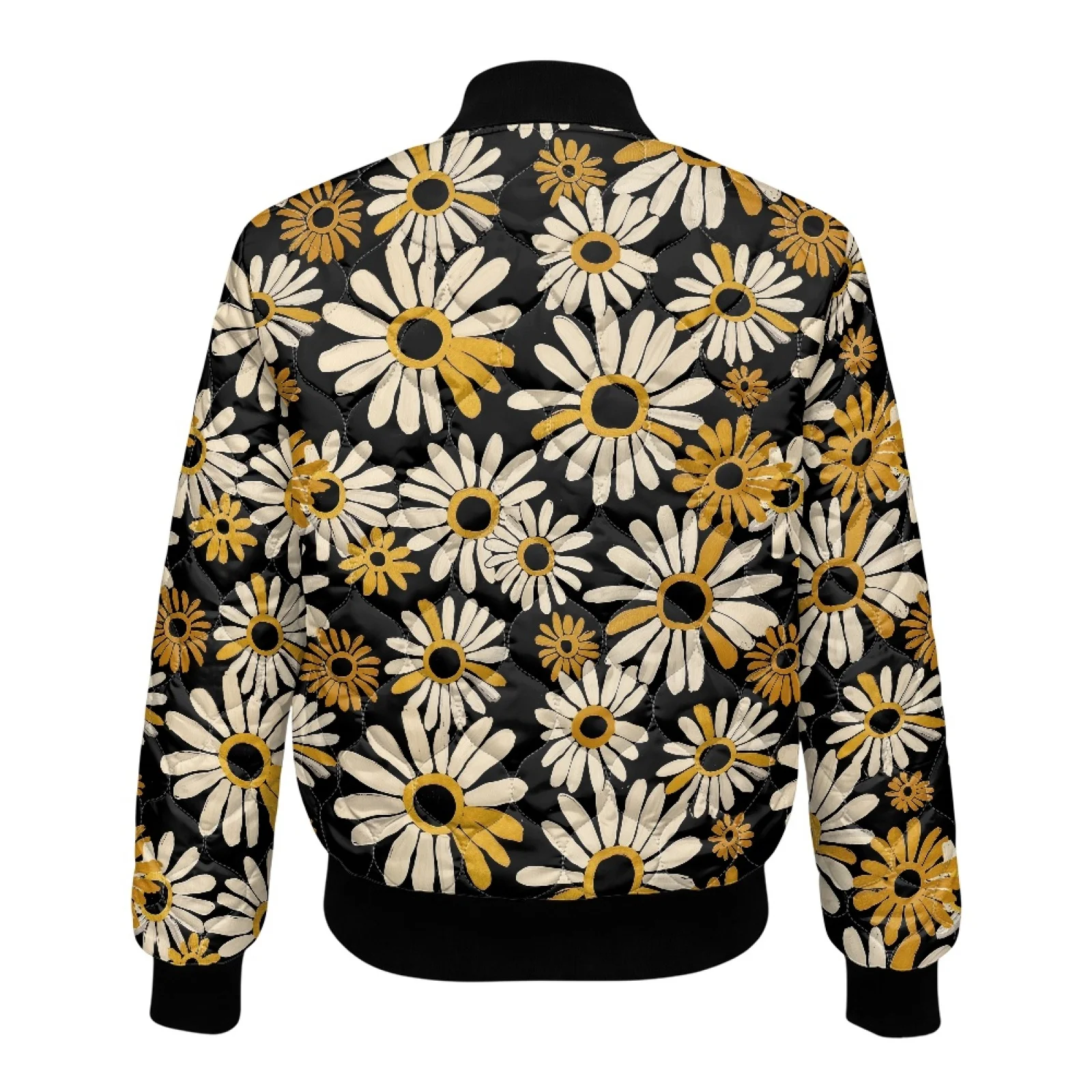 PENSTROLL Daisy Design Ladies Padded Long Sleeve Zip Jacket with Hand Pockets Water-Resistant Quilted Puffer Jacket for Winter