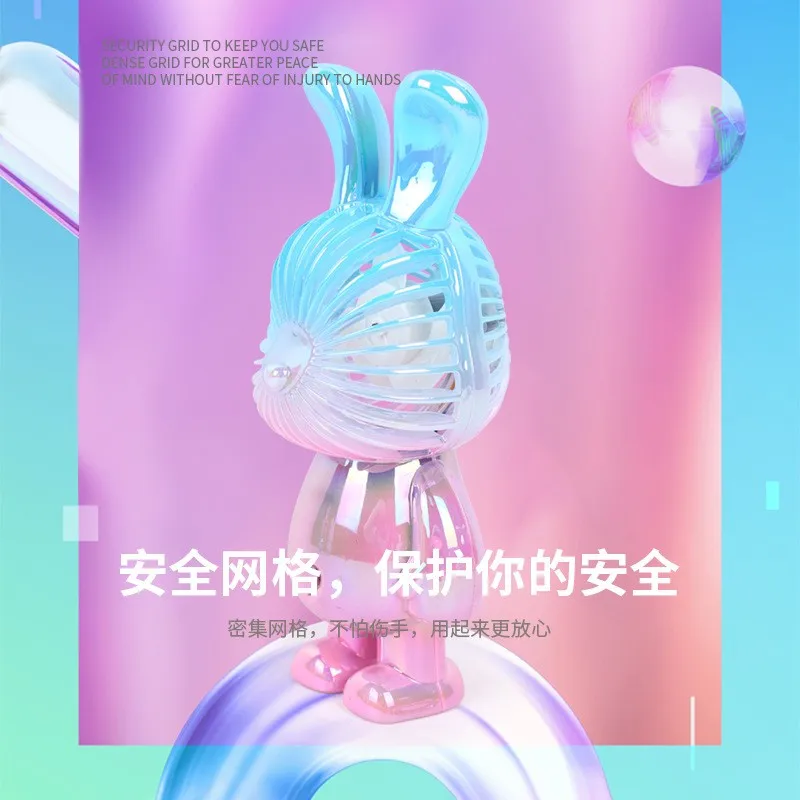 Mini Handheld Fan, USB Rechargeable, Cooling Fan, Battery Hand Fan, Outdoor Bunny, Colorful Wedding Gift, Ornaments