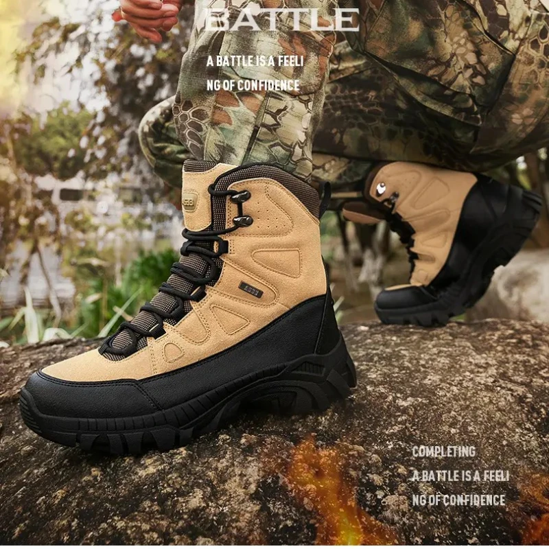 

Classic Design of High-top Boots Leather Outdoor Boots Non-slip Rubber Sole Casual Boots Youth Versatile Models High Quality