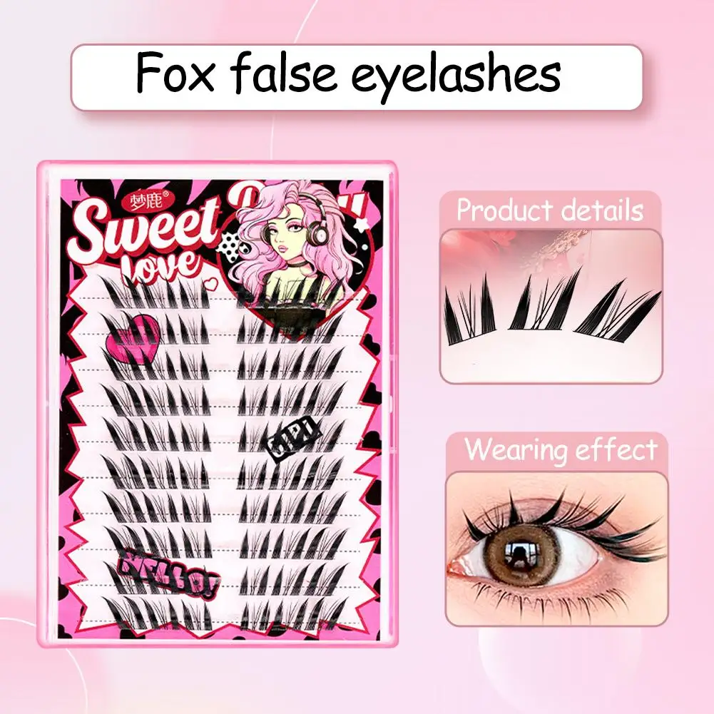 Fox série cílios postiços naturais grossos diy extensões de cílios ferramenta de maquiagem natural beleza cílios s0e4