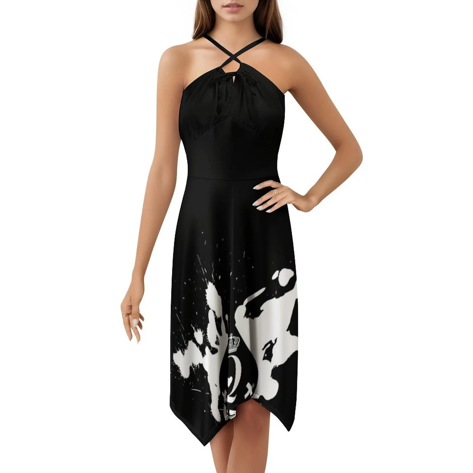 فستان ملكة الأشياء بأسمائها الحقيقية البوهيمي بدون أكمام متعدد الطباعة لحفلات العطلات على الشاطئ فستان ملكة بأسمائها الحقيقية ملمس محظوظًا للنساء