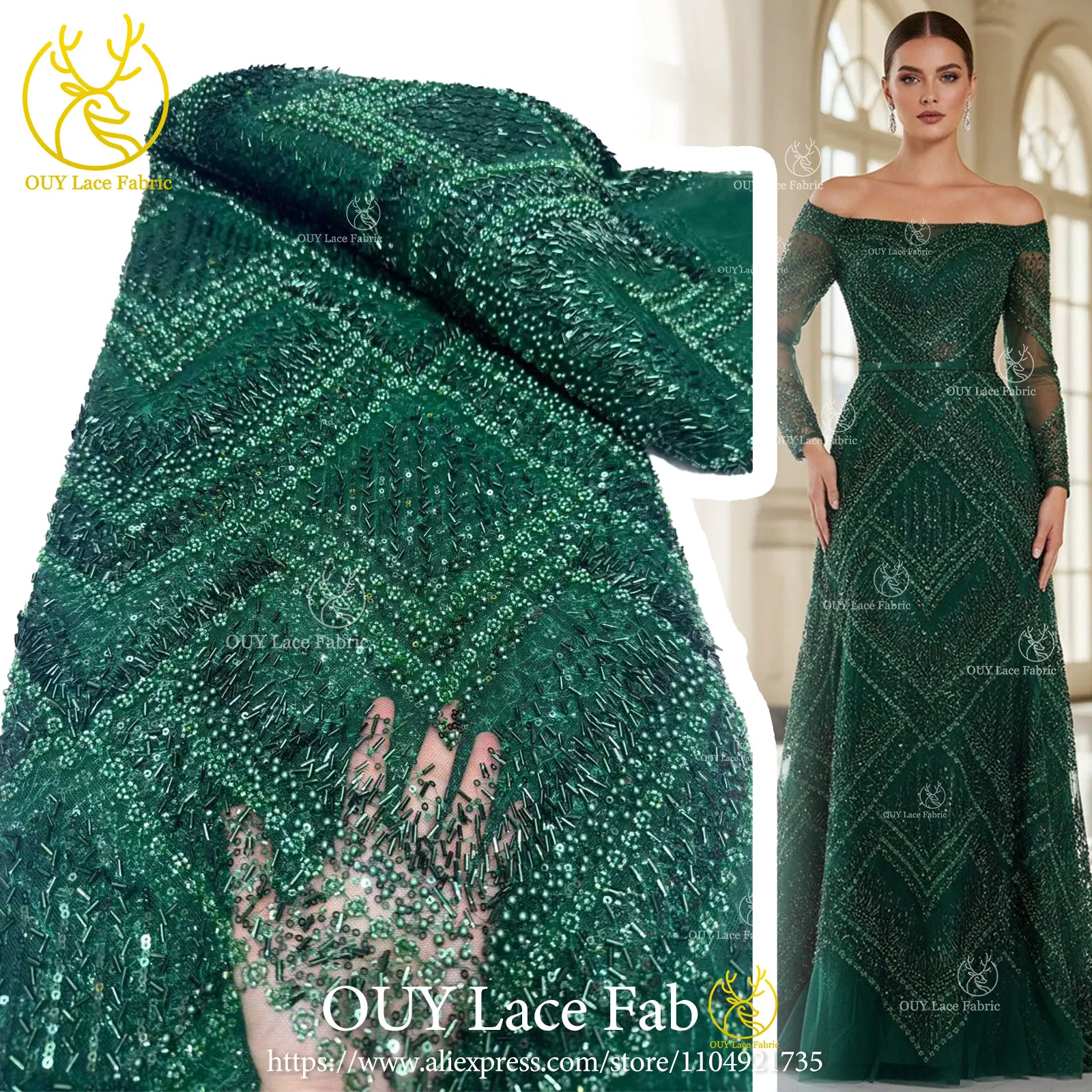 Tela de encaje con cuentas africanas 2026, tela de encaje con lentejuelas de malla de tul nigeriano de alta calidad, adecuada para coser prendas de mujer