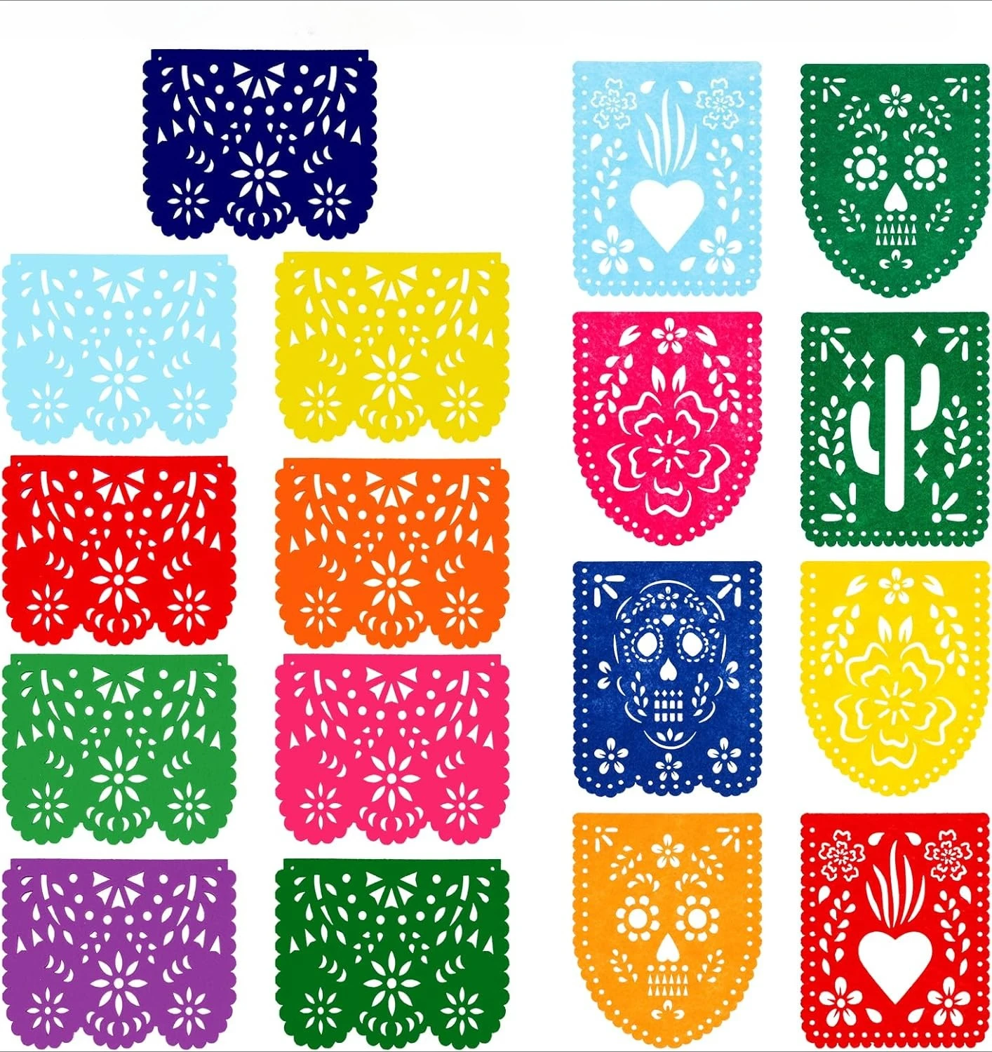 Bunte mexikanische Party Banner Dekorationen Papel Picado Filz Fiesta Kaktus Geburtstag Party Flaggen Dia De Los Muertos Girlande Dekor – Detail 5