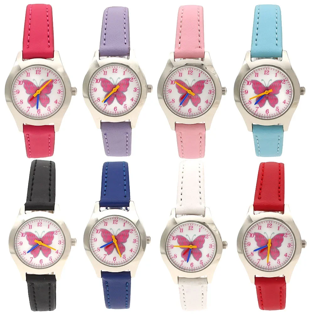 

8Pcs Butterfly Kids Watch Children Girls Boys Students Quartz Wristwatches Relogio Kol Saati Clock