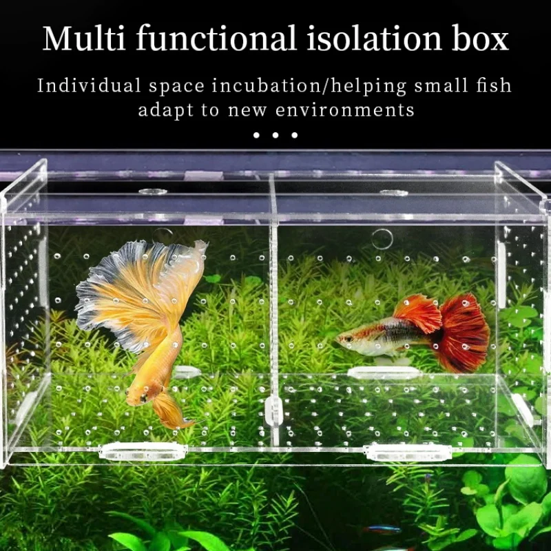 High-Transparency Acrylic Fish Tank Isolation Box, Multi-Compartment Fighting Fish Breeding Box, Juvenile Fish Hatchery Breeding Box, Dual-Purpose Aquarium Breeding Isolation Box with Suction Cup and Hook