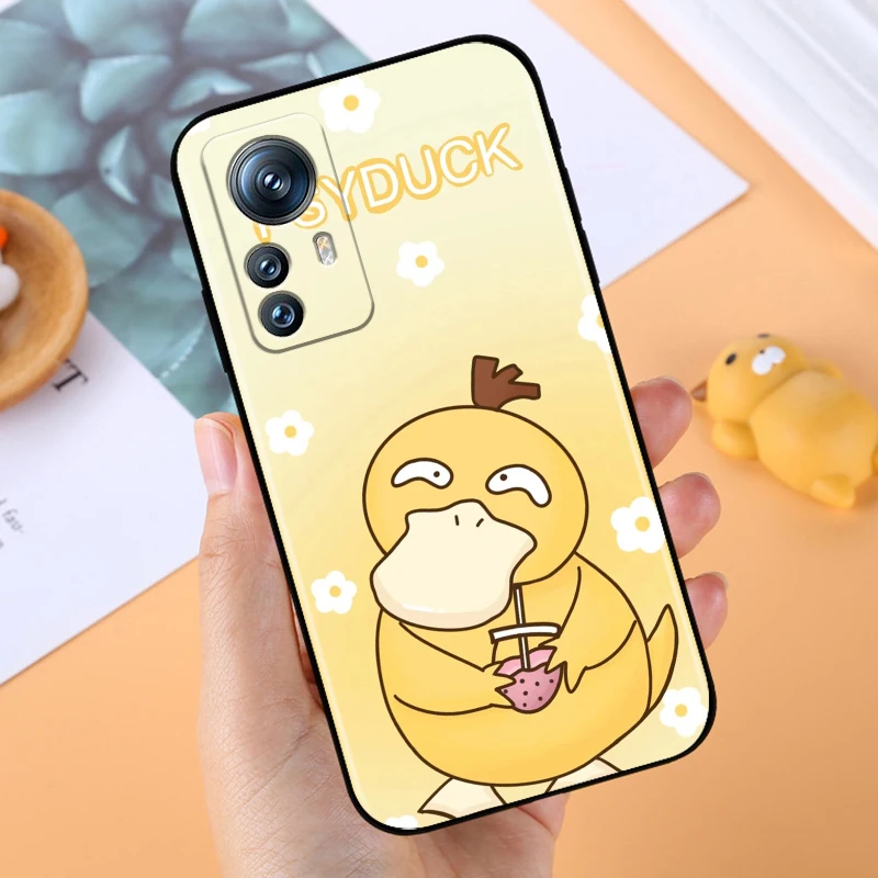 Pokemon Reach Duck Cartoon For Xiaomi Mi 14 13T 13 12T 12 11T 11i 11 10T 10 Pro Lite Ultra 5G Black Cover Phone Case