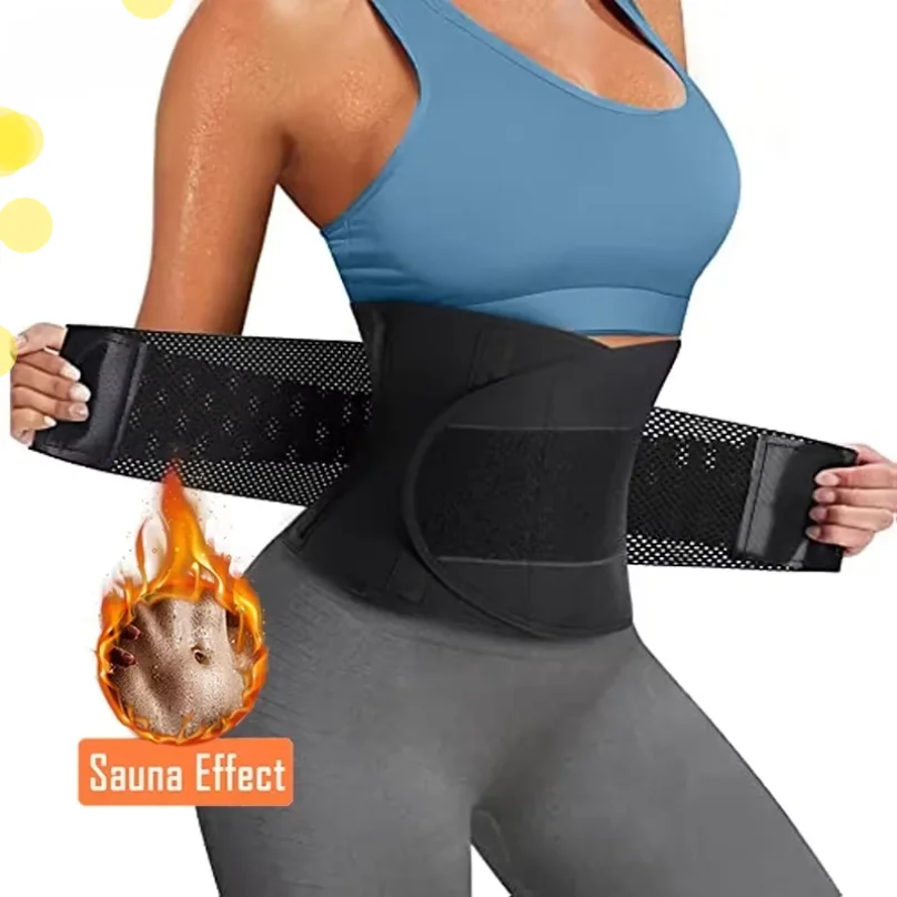 Women Sauna Sweat Abdomen Trimmer Belt Waist Trainer Slimming Body Shaper Corset Workout Belly Slim Fat Burner Girdles