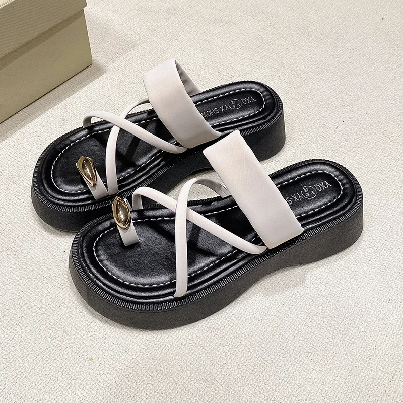 2024 New Hollow Out Female Casual Comfortable Roman Sandals Woman Open Toe Buckle Strap Platform Sandales High Heels Wedge Shoes