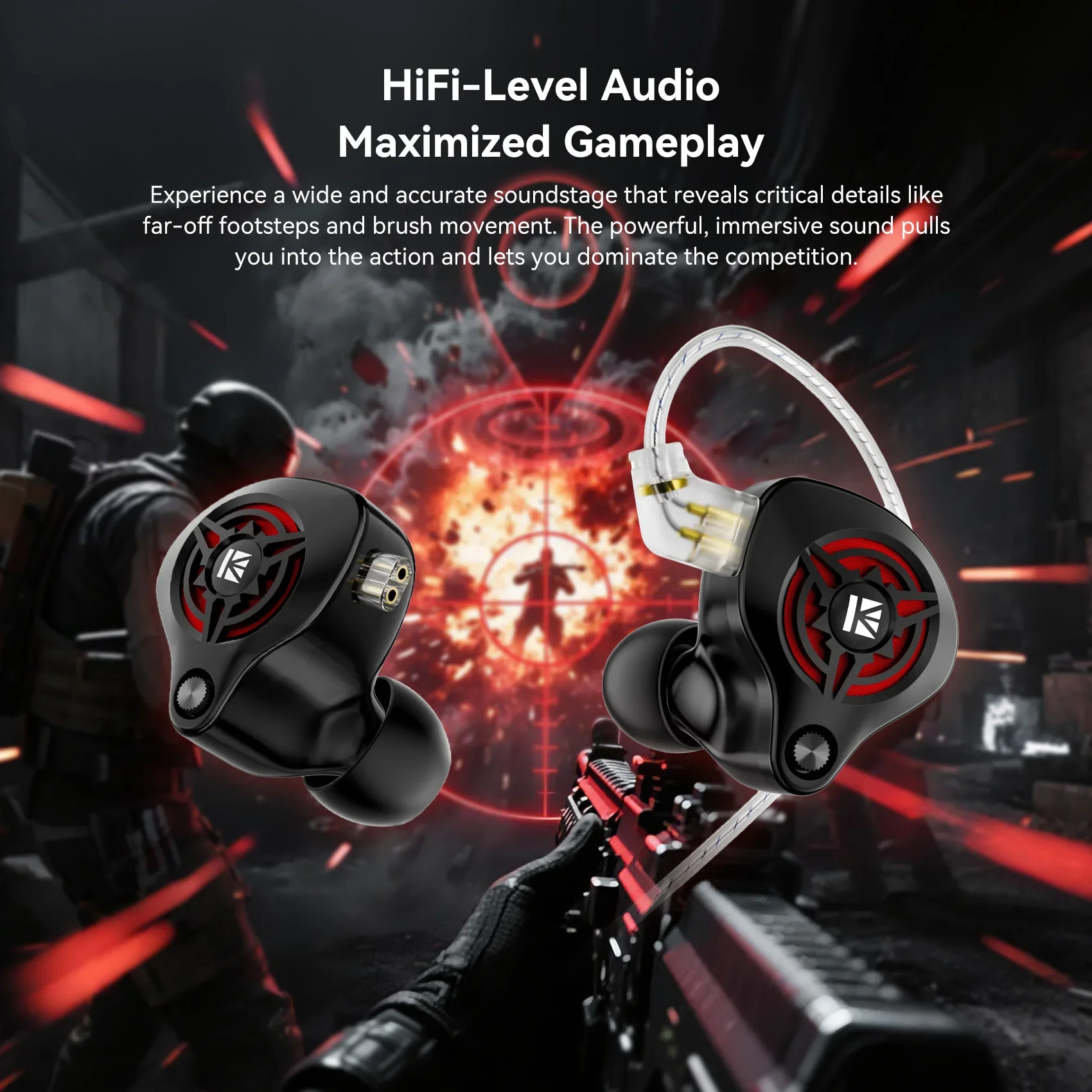 

KBEAR BK1 Wired Gaming Earbuds 10mm Single DD in Ear Monitor HiFi Headset Wired Earbuds IEM Earphones Detachable Cable