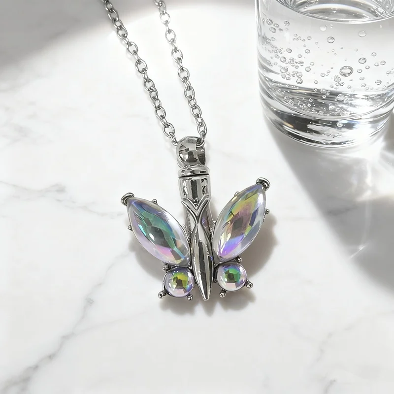 فراشة تذكارية لأقارب الحيوانات الأليفة جرة رماد جرة رماد جرة جرة قلادة لوازم جنازة #3