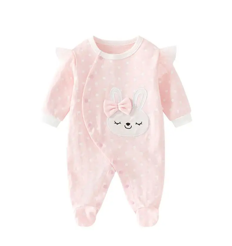 Langärmliger Baby-Strampler aus reiner Baumwolle, Schlafanzug für Neugeborene, Babykleidung für Mädchen, Fußbedeckender Anzug, Frühling und Sommer – Detail 3